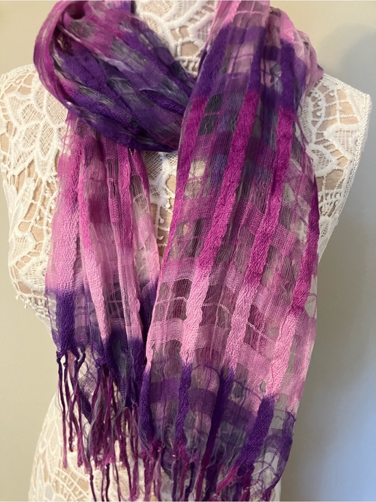 Accessories - Purple & Pink Lightweight Textured Women's Scarf